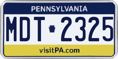 PA license plate MDT2325