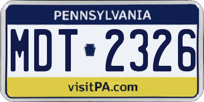 PA license plate MDT2326