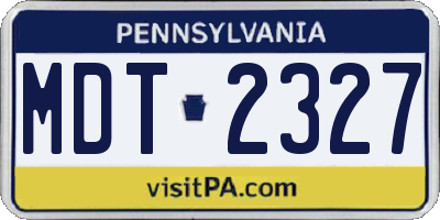 PA license plate MDT2327