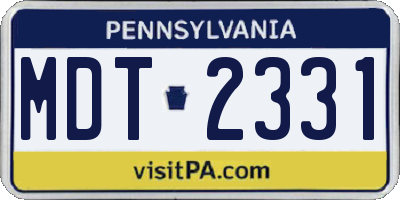 PA license plate MDT2331