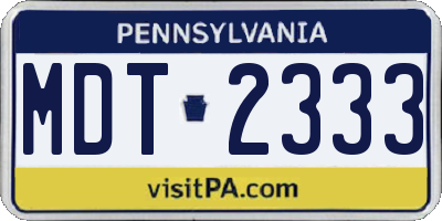 PA license plate MDT2333