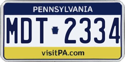 PA license plate MDT2334