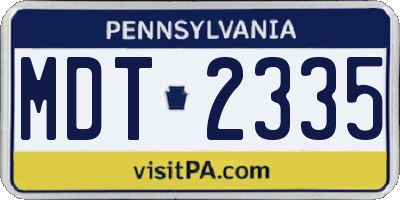 PA license plate MDT2335