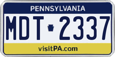 PA license plate MDT2337