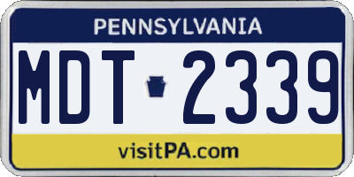 PA license plate MDT2339