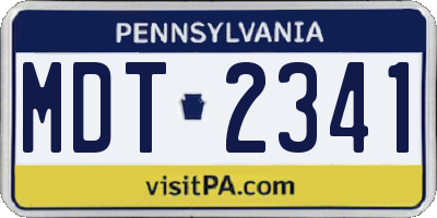 PA license plate MDT2341