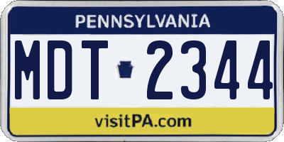 PA license plate MDT2344