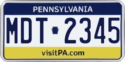 PA license plate MDT2345