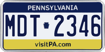 PA license plate MDT2346