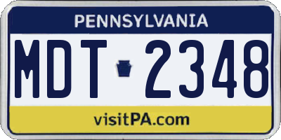 PA license plate MDT2348