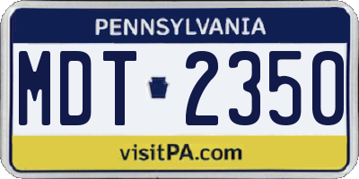 PA license plate MDT2350