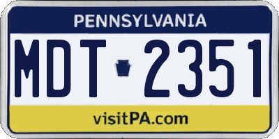 PA license plate MDT2351