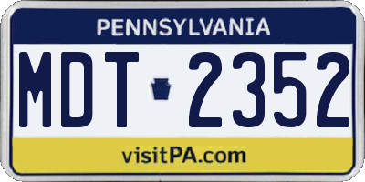 PA license plate MDT2352