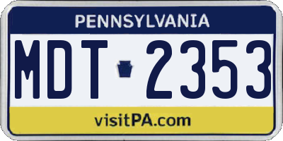 PA license plate MDT2353