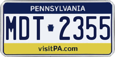 PA license plate MDT2355