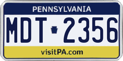 PA license plate MDT2356
