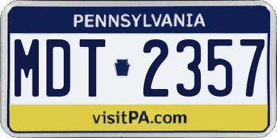 PA license plate MDT2357