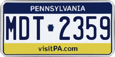PA license plate MDT2359