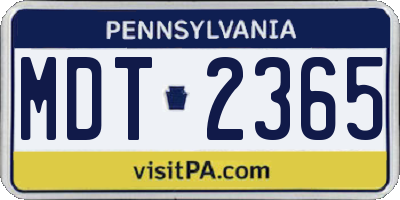 PA license plate MDT2365