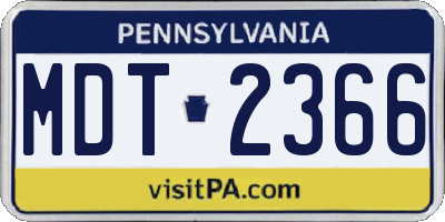 PA license plate MDT2366