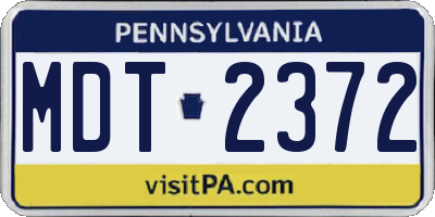 PA license plate MDT2372