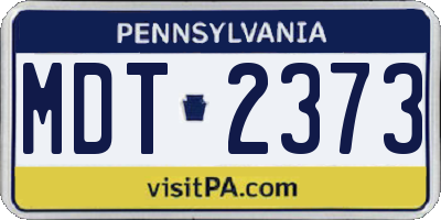 PA license plate MDT2373