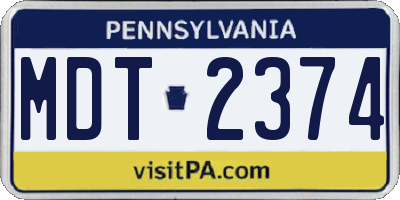 PA license plate MDT2374