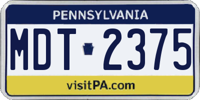 PA license plate MDT2375