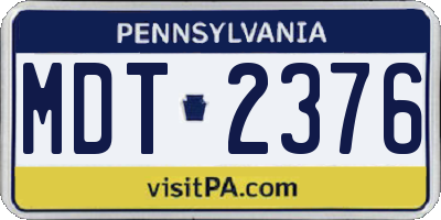 PA license plate MDT2376