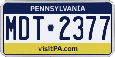PA license plate MDT2377