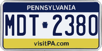 PA license plate MDT2380