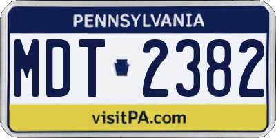 PA license plate MDT2382