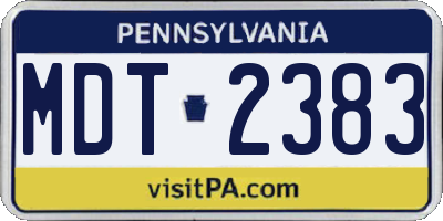 PA license plate MDT2383