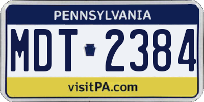 PA license plate MDT2384