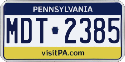 PA license plate MDT2385