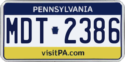 PA license plate MDT2386