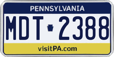 PA license plate MDT2388