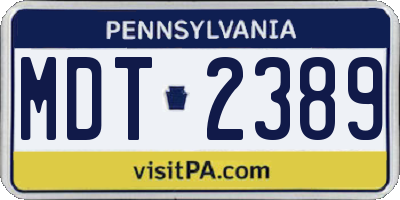 PA license plate MDT2389