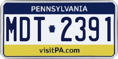PA license plate MDT2391