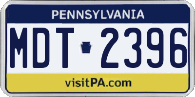 PA license plate MDT2396