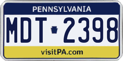 PA license plate MDT2398