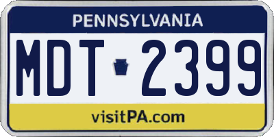 PA license plate MDT2399