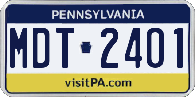 PA license plate MDT2401