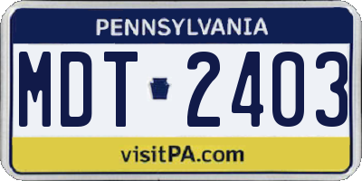 PA license plate MDT2403
