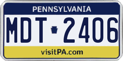 PA license plate MDT2406