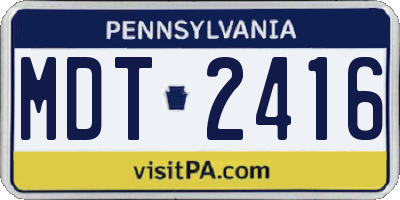 PA license plate MDT2416