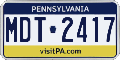 PA license plate MDT2417
