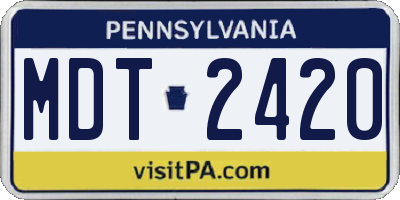 PA license plate MDT2420