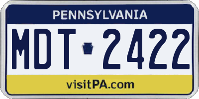 PA license plate MDT2422
