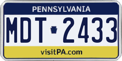 PA license plate MDT2433
